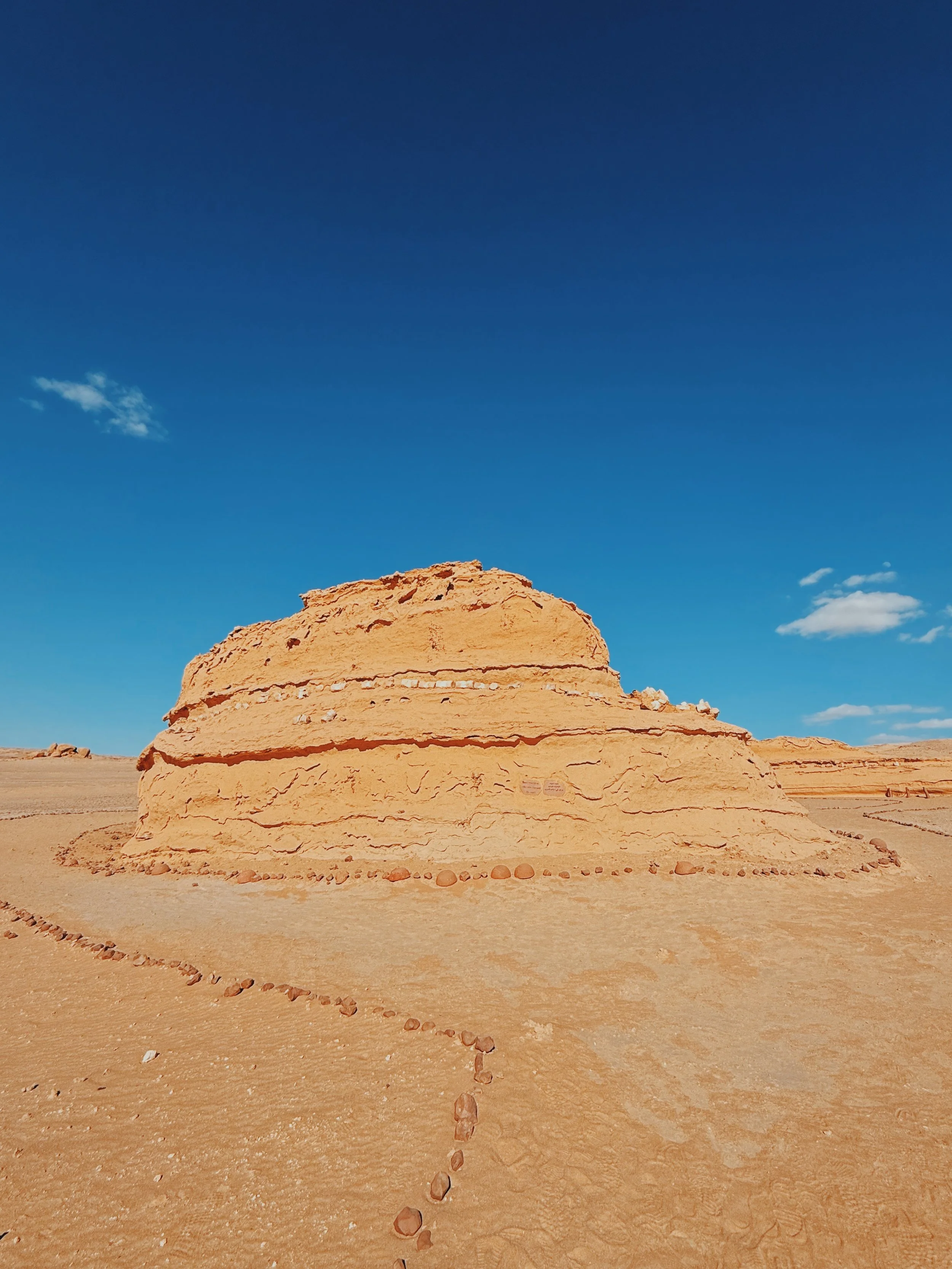 A wind-carved sandstone formation in Wadi El Hitan, the Valley of the Whales, in Faiyum.