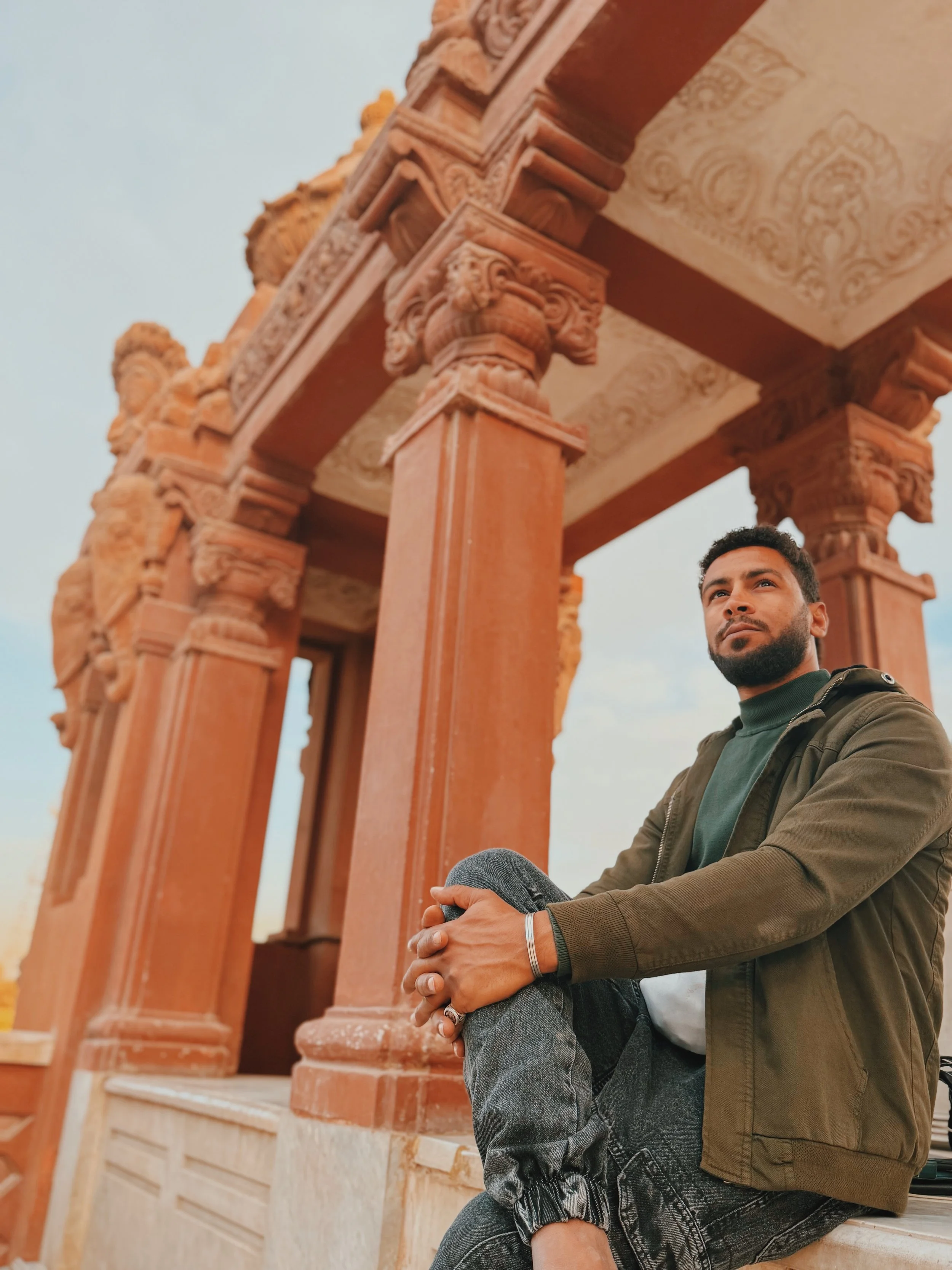 Egyptologist Mostafa of Takemet Tours at Baron Empain Palace in Heliopolis, Cairo