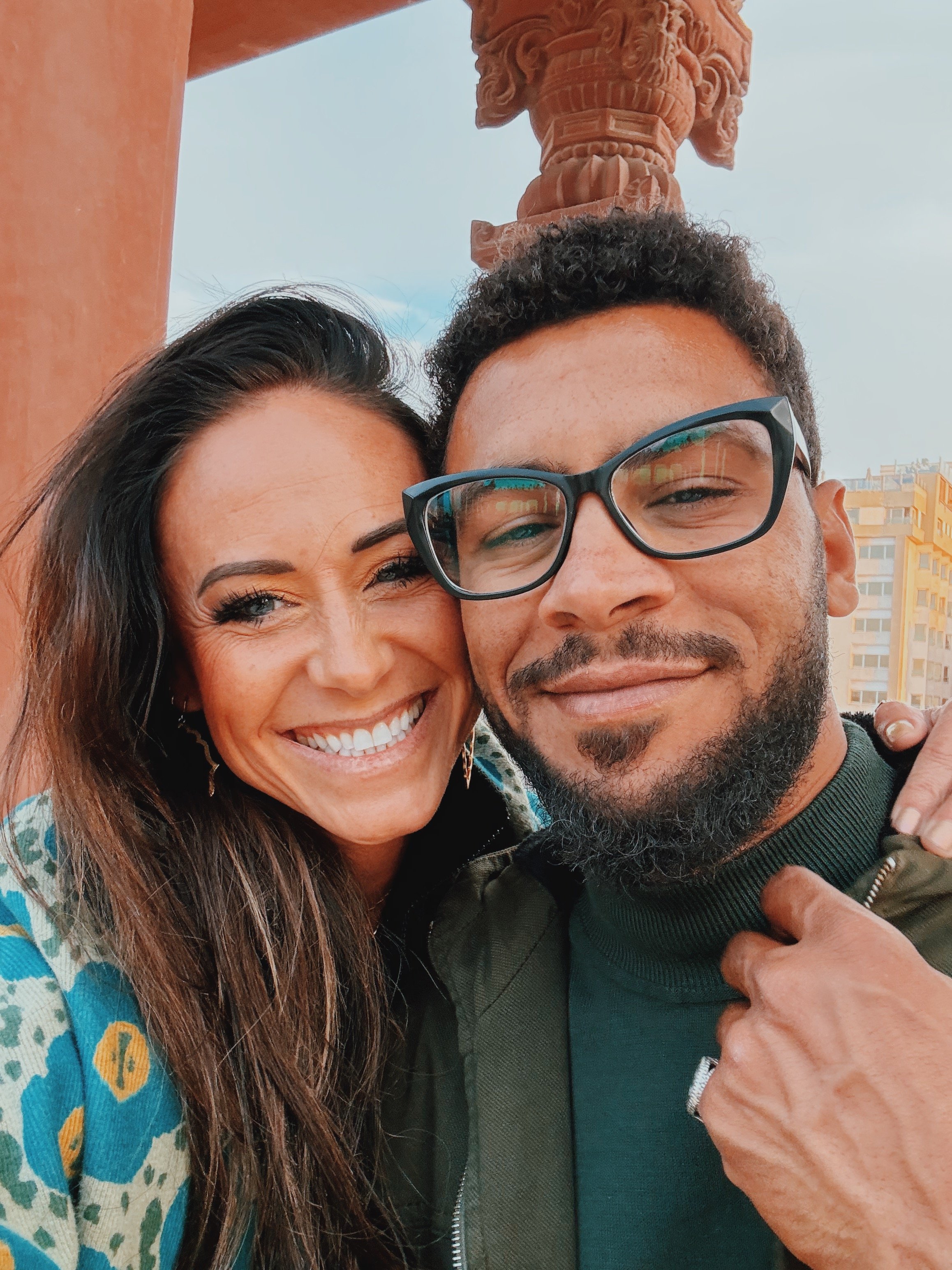 Husband-and-wife team Jennifer and Mostafa of Takemet Tours at Baron Empain Palace in Cairo