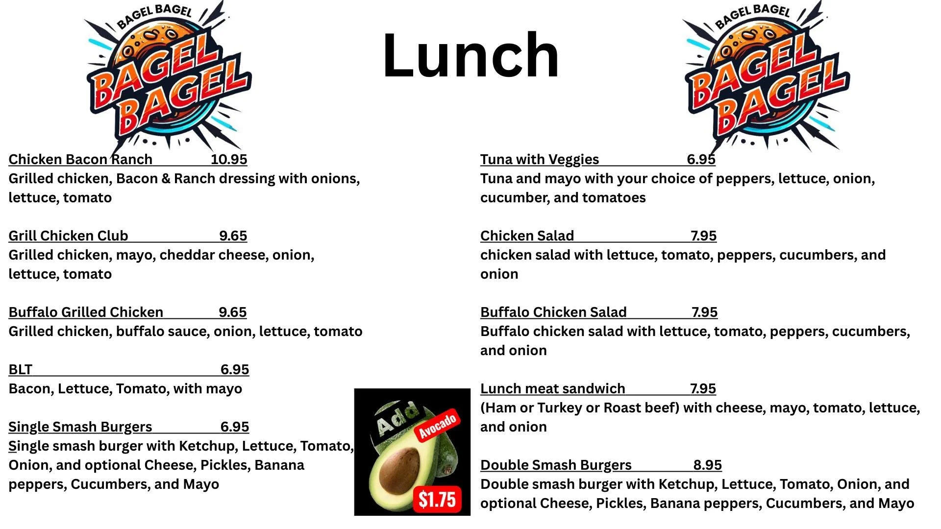 Menu — Bagel Bagel