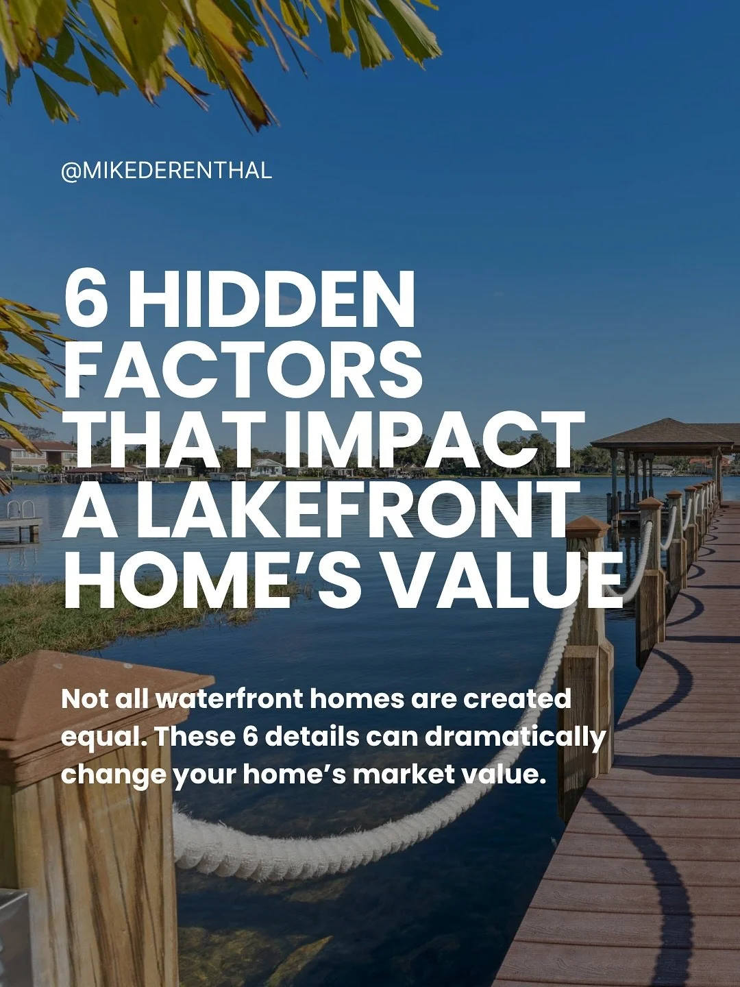 Lakefront homes aren’t just about square footage—they’re about lifestyle. 🌊
These 6 details can dramatically shift your home’s value.
Save this post or share it with a lake-loving friend.
📍Mike Derenthal | Central Florida