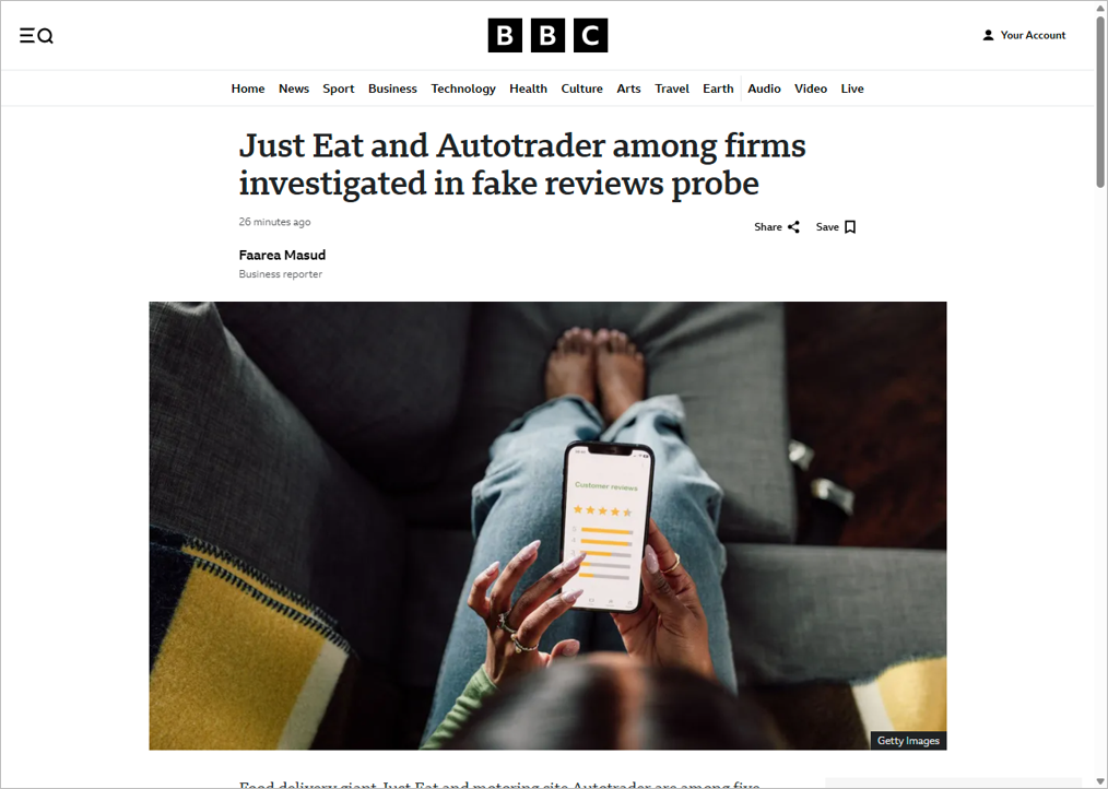 Just Eat and Autotrader among firms investigated in fake reviews probe