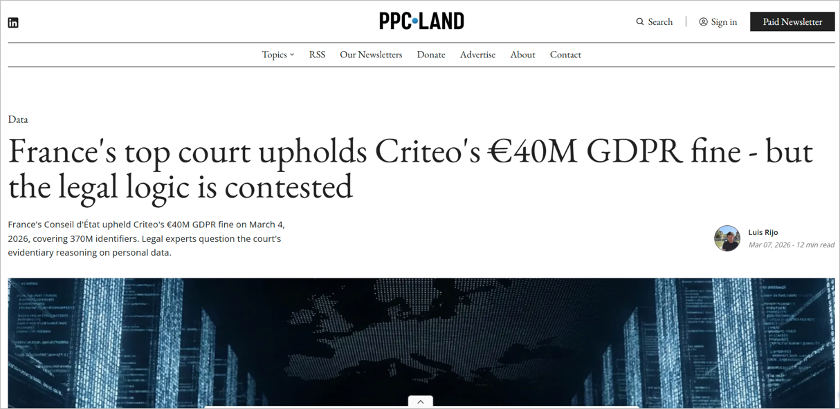 France's top court upholds Criteo's €40M GDPR fine