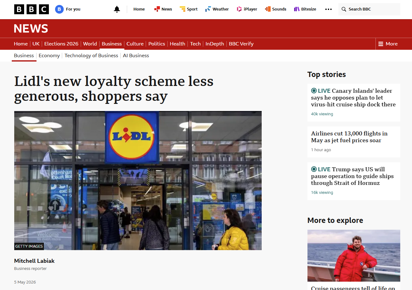 Lidl's new loyalty scheme less generous, shoppers say