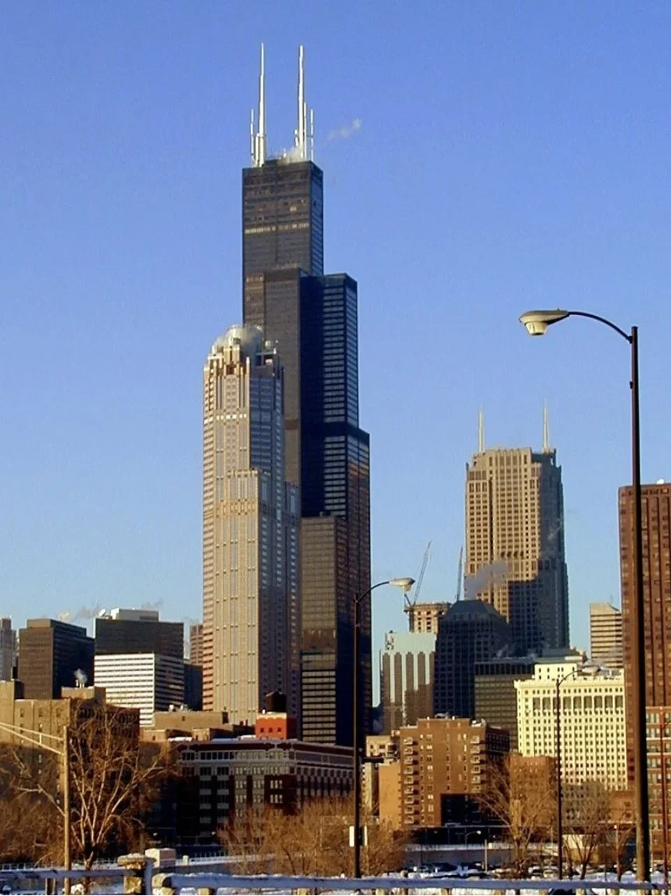 The Willis Tower, formerly the Sears Tower, its bundled-tube form set against the Chicago skyline.
