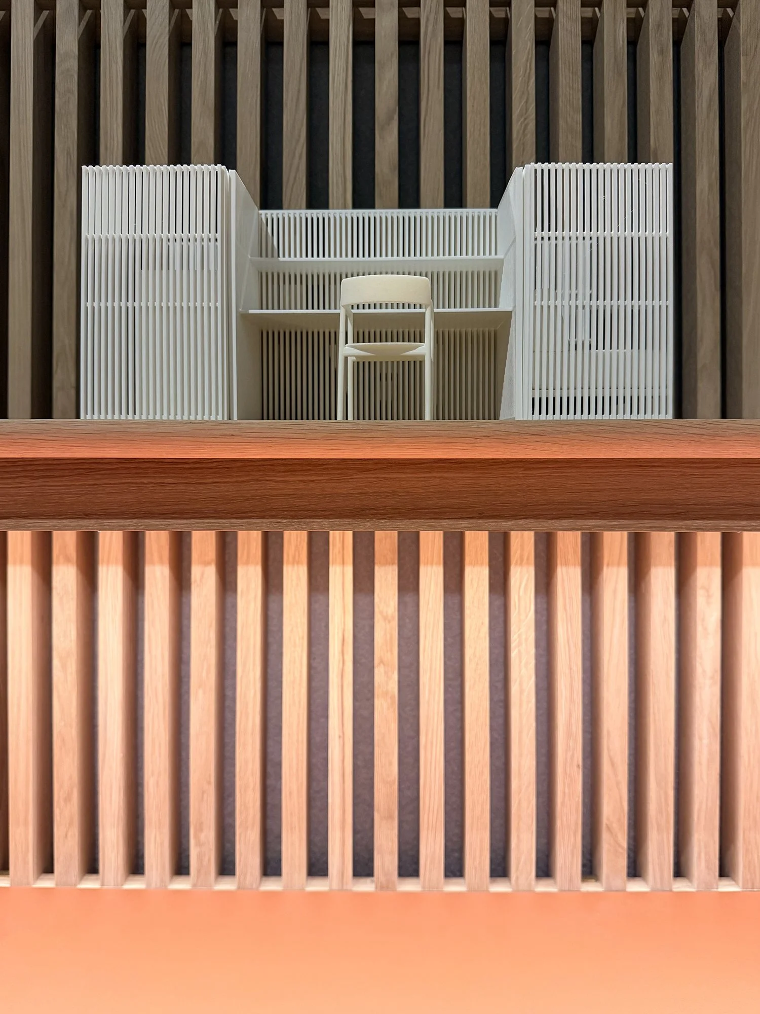 Timber slatted desk