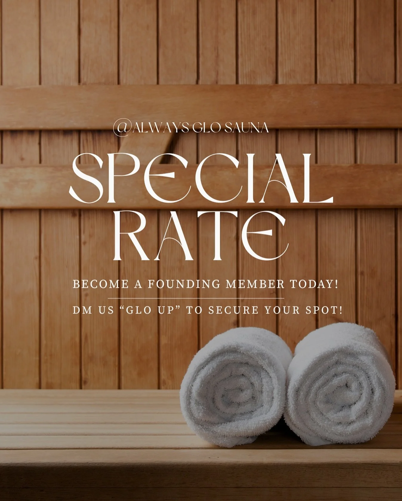 The Glo Begins Here ✨
We&rsquo;re welcoming our first 25 Founding Members to Always Glo Sauna to receive a special membership rate! 

Want to be one of the first?
1. DM us &ldquo;GLO UP&rdquo; to reserve your spot.

And if you&rsquo;re feeling the gl