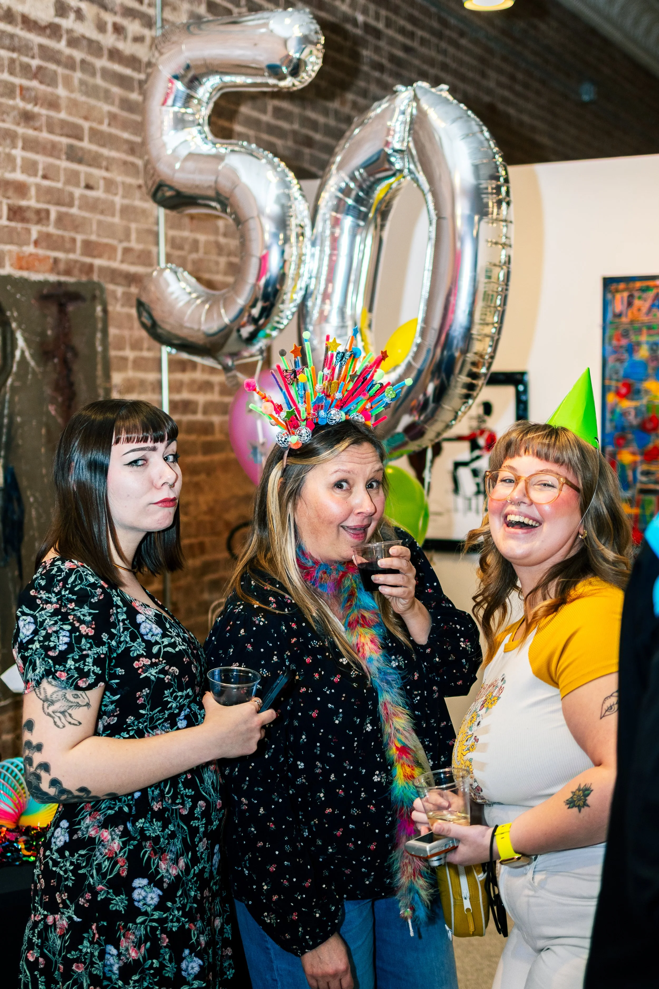 Picture of the birthday girl with friends at Uncanny Art House in Norman, Oklahoma. 