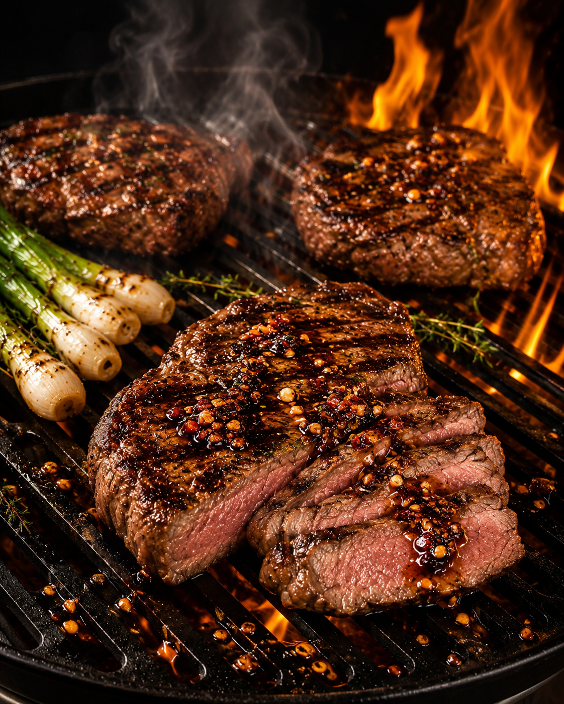 OG Chili Crunch spread on a steak that is grilled to perfection