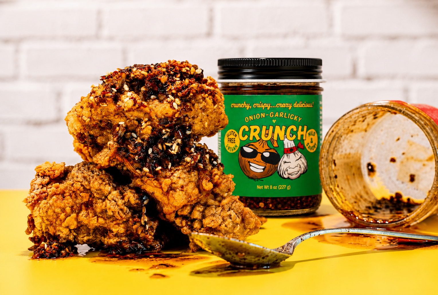 OG Crunch chili crunch jar with crispy garlic chili oil