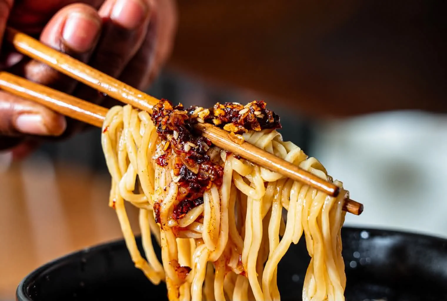 Ramen topped with spicy garlic OG Crunch Eggs image