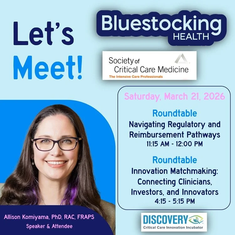 Who&rsquo;s headed to Chicago for #SCCM2026 this coming March? Allison will be talking about RegulatoryPathways and Innovation Matchmaking at the Discovery Critical Care Innovation Incubator on 3/21. Hope to see some friends and colleagues there!