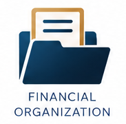 Logo of a financial organization with an open folder containing documents, and the text 'Financial Organization' underneath.