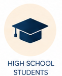 Icon of a graduation cap with the text 'High School Students' underneath.