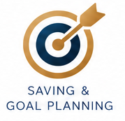 Logo with a bullseye target and an arrow hitting the center, with text "Saving & Goal Planning" underneath.