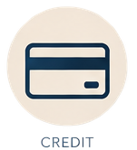 Credit card icon with a chip and magnetic stripe