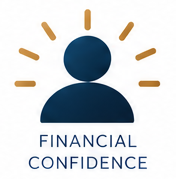 Icon of a person with radiating lines around head, symbolizing confidence, with the text 'Financial Confidence' below.