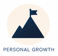 Icon of a mountain with a flag at the peak, representing personal growth
