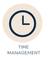 Clock icon with the words 'Time Management' underneath
