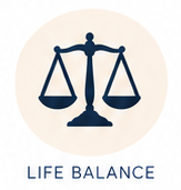 Scales of justice with the words 'Life Balance' beneath