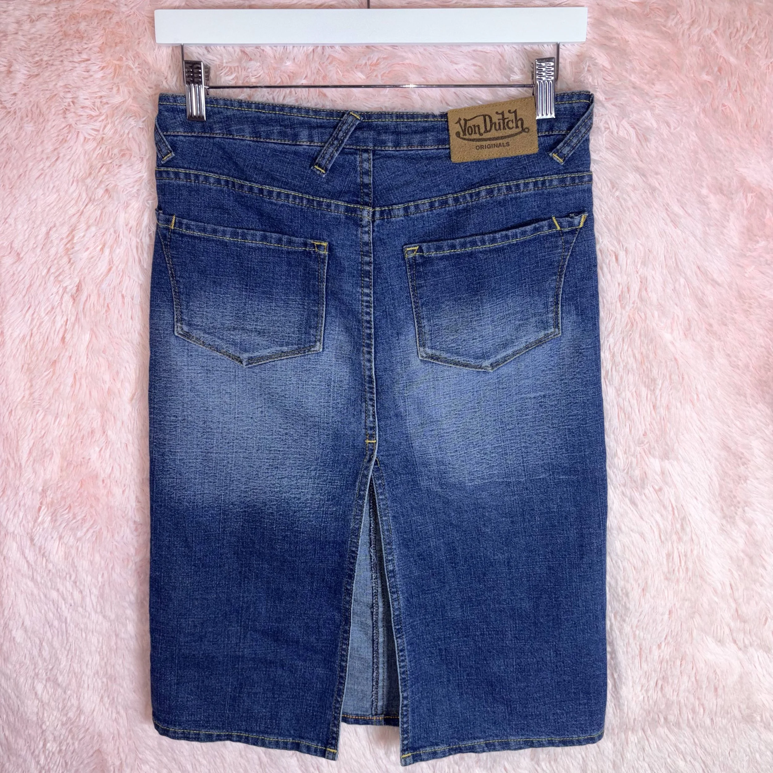 Von Dutch denim midi skirt