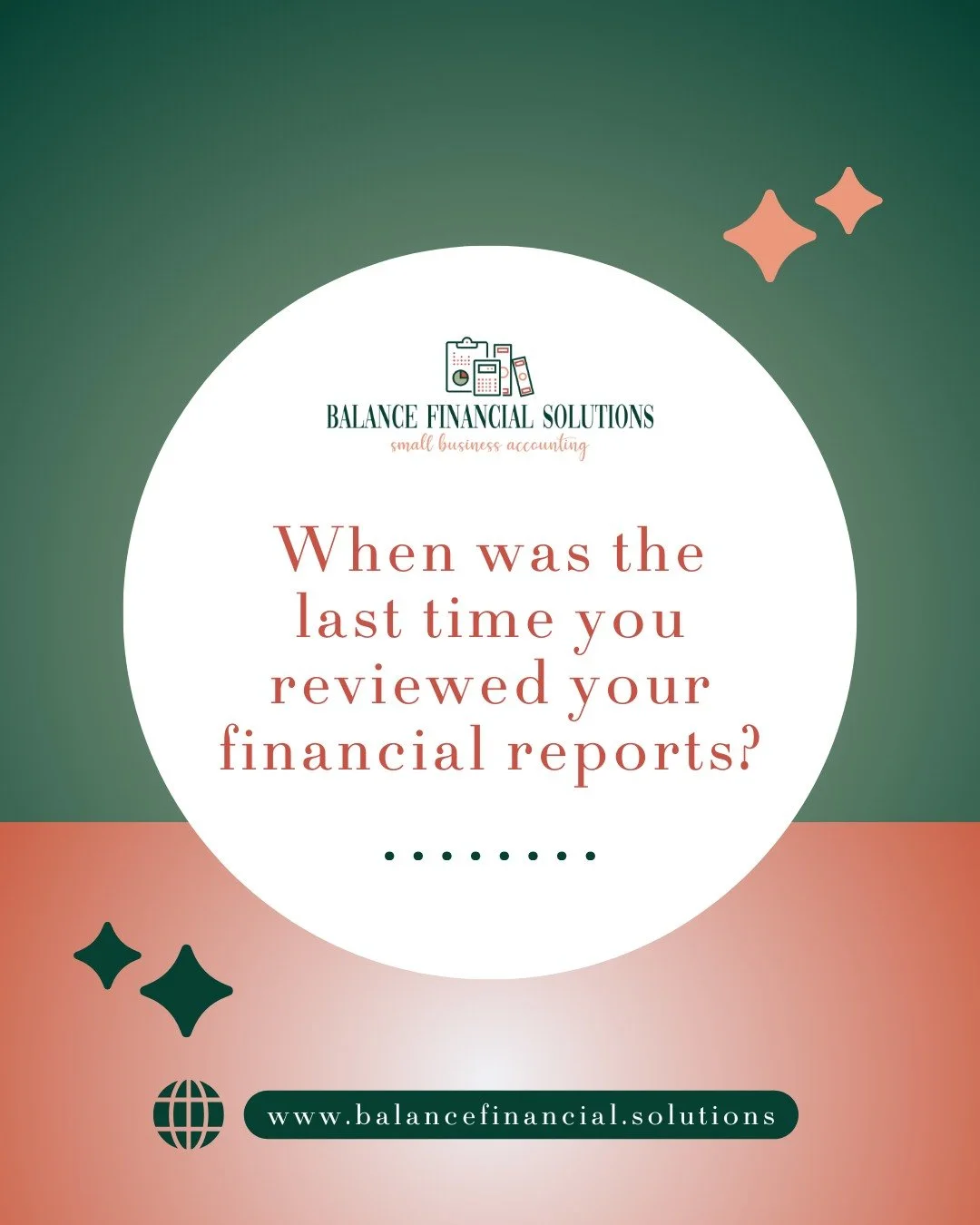 When was the last time you reviewed your financial reports?
Staying on top of your numbers isn&rsquo;t just about compliance&mdash;it&rsquo;s about clarity, confidence, and control in your business. 📊✨

👉 Comment below: Do you review them weekly, m