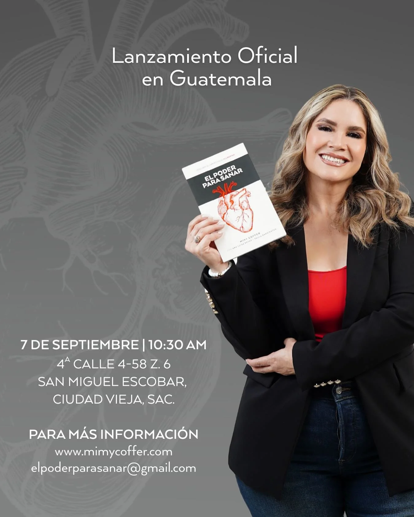 ¡Guatemala, llegó el momento que estábamos esperando!
Este 7 de Septiembre te invitamos al lanzamiento oficial del libro El Poder para Sanar.
Más que un libro, es un programa de sanidad interior que te guiará, pas