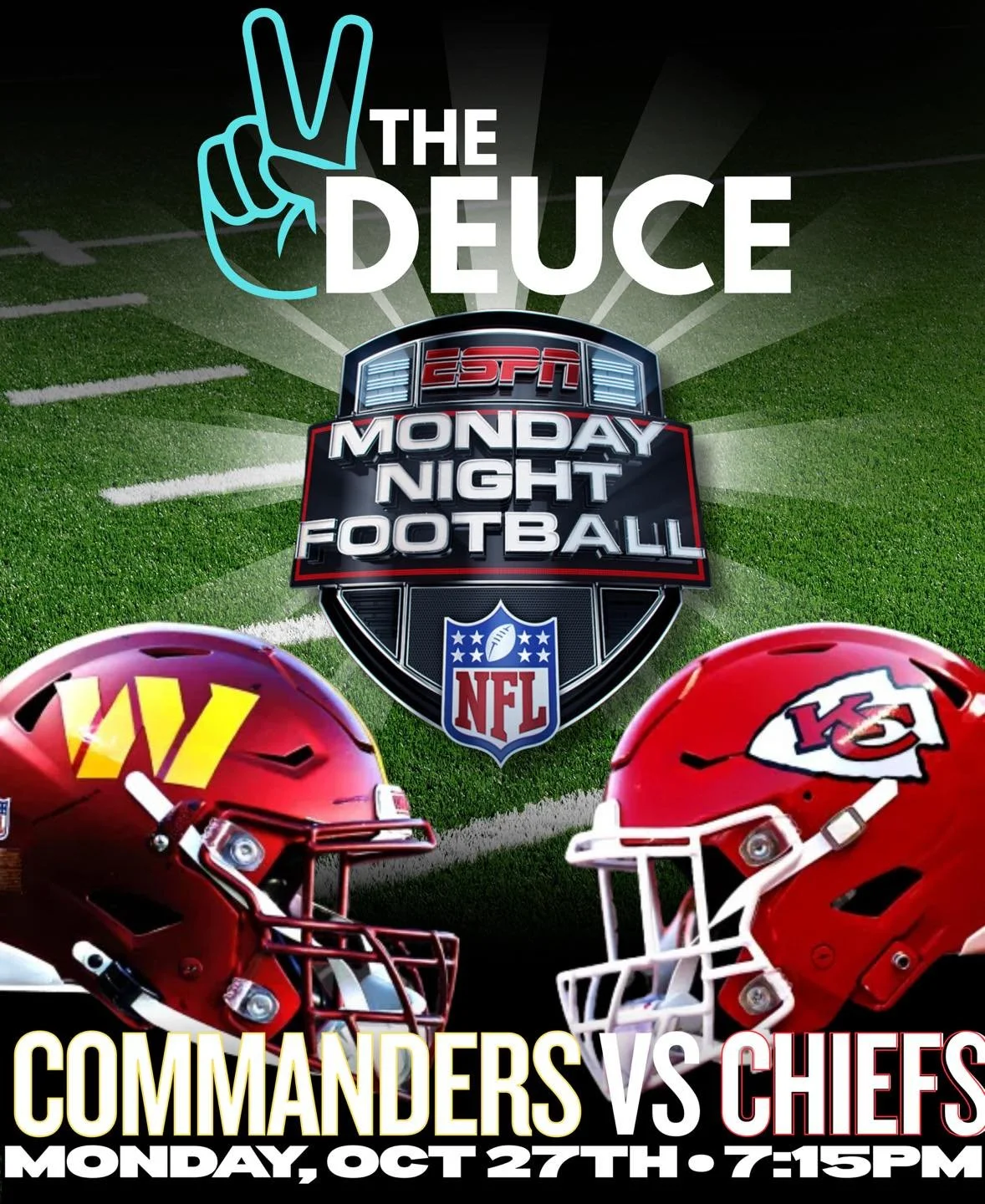 ✌🏼 Monday Night Football at The Deuce! 🏈
Tonight, Oct 27, it&rsquo;s the Commanders vs Chiefs kicking off at 7pm!

Catch every play, grab an ice-cold drink, and hang with the best crowd in town 🍻
Let&rsquo;s make it a Monday to remember!

#TheDeuc