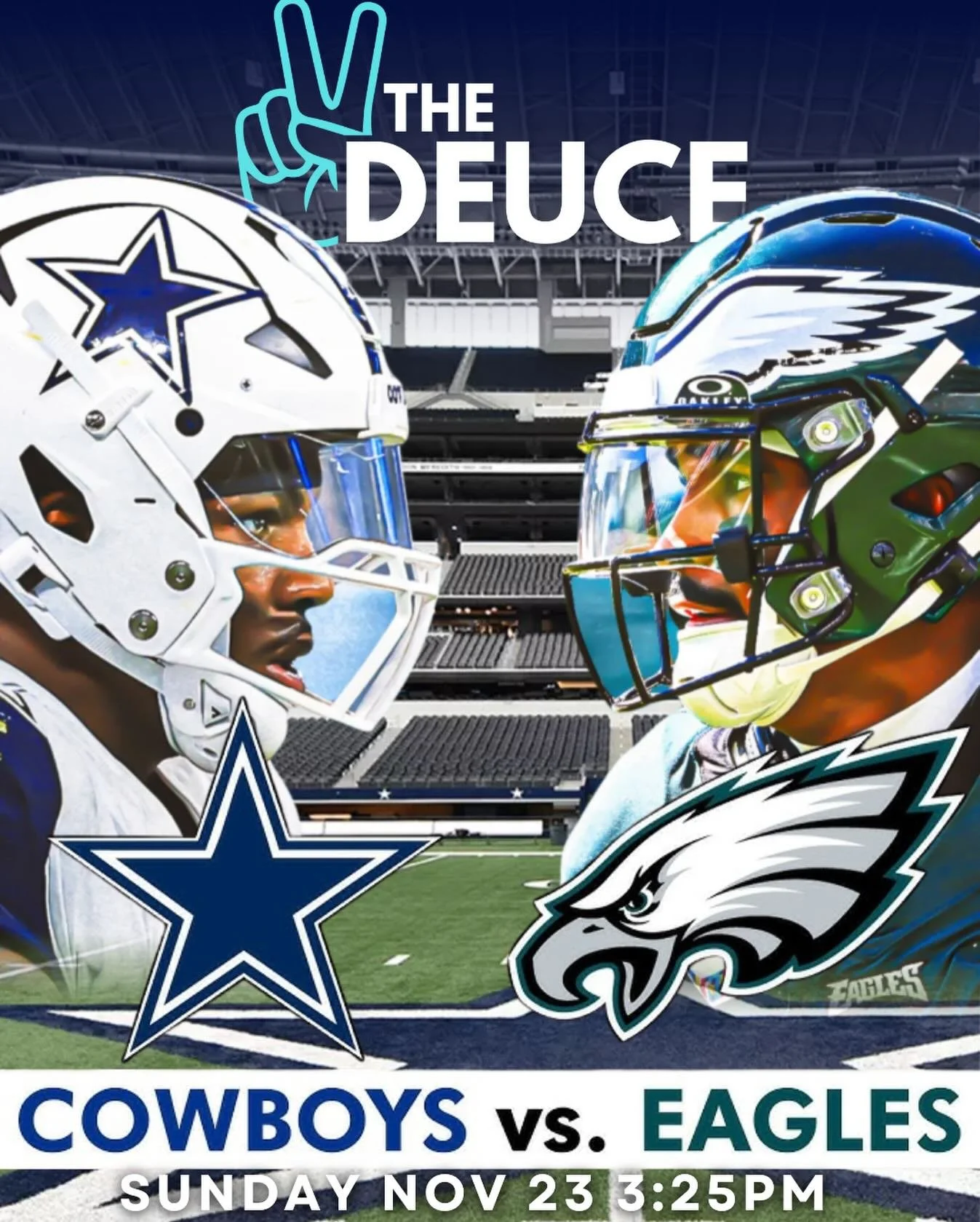 COWBOYS vs EAGLES &mdash; TODAY at 3:25pm! ⭐️
Catch every play with us at The Deuce &mdash; cold drinks, great food, and the perfect game-day vibe.

Bring your crew and rep your colors&hellip;
Let&rsquo;s go Cowboys! 🤘💙

 #TheDeuceSA #CowboysNation