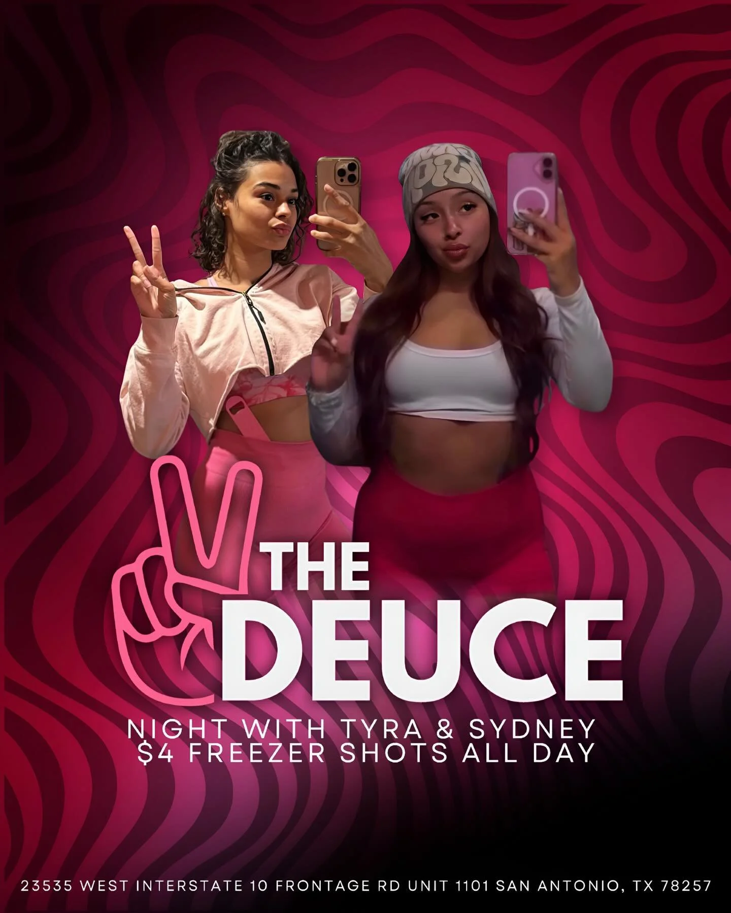 Hanging with Tyra &amp; Sydney tonight ✨
Pull up to The Deuce for good drinks, good vibes, all night long 
🥶 $4 freezer shots ALL DAY

Grab a shot, stay awhile, and make it a night.
📍 The Deuce

#TheDeuceSA #FreezerShots #SATXNightlife #Cheers #Goo
