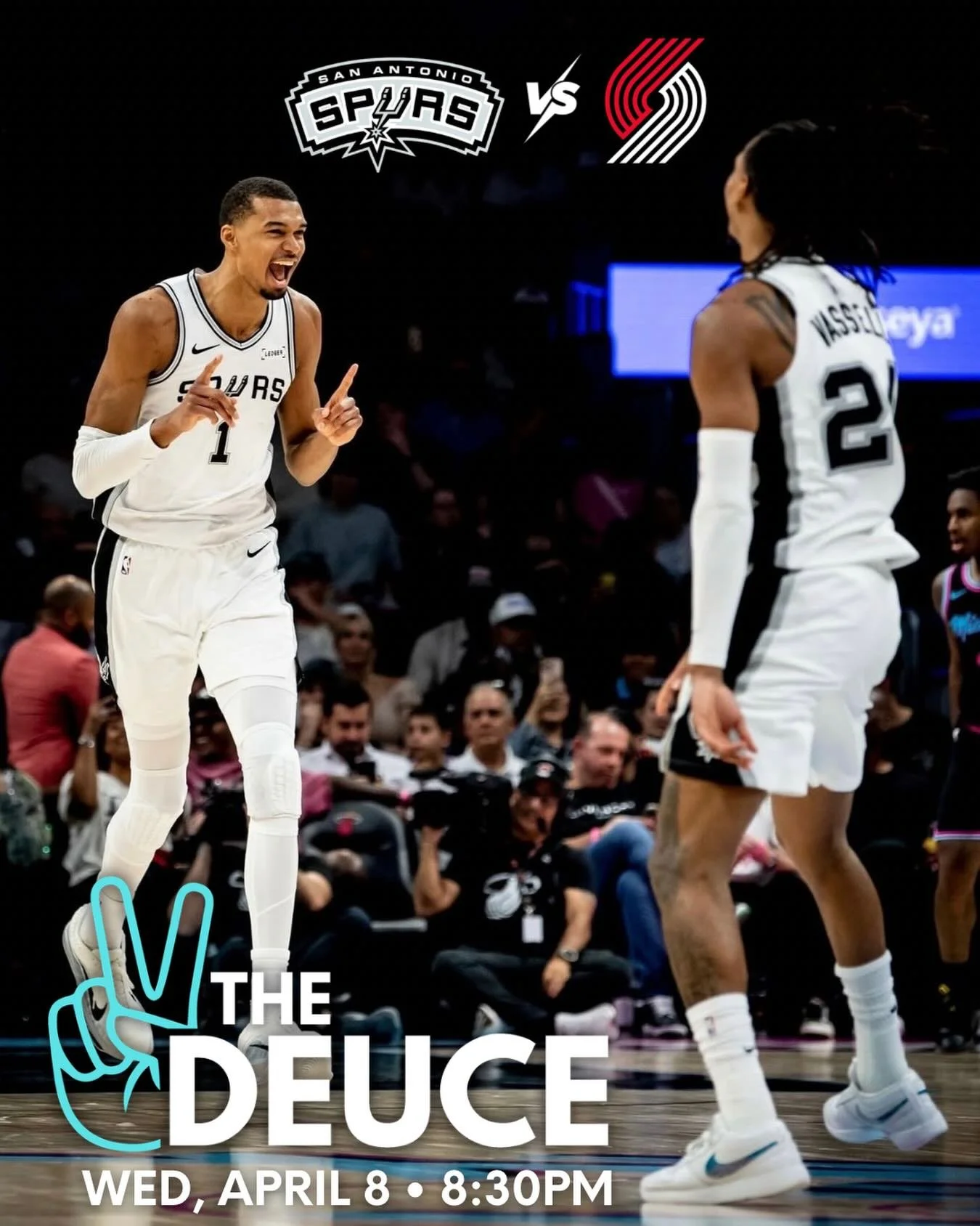 vs. Blazers tonight 🏀

Catch the game at The Deuce ✌🏼
Cold drinks, good vibes, and every play on screen.

Tip-off at 8:30PM &mdash; pull up early.

#Spurs #NBANight #TheDeuceSA