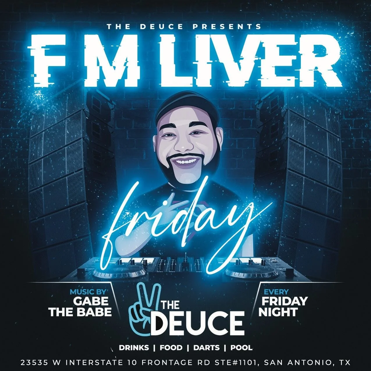 FRIDAYS at The Deuce just got LOUDER 🔥🎶

FM LIVE is taking over every Friday night with music by Gabe The Babe behind the decks all night long 🎧⚡️

Grab your crew and start the weekend with us at The Deuce 🙌

📍23535 W Interstate 10 Frontage Rd S