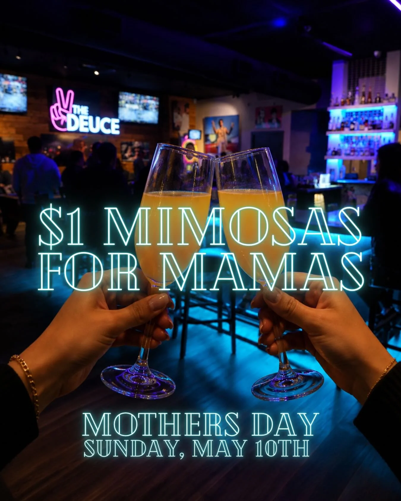 $1 mimosas tomorrow for mamas on Mother&rsquo;s Day!
#TheDeuceSA