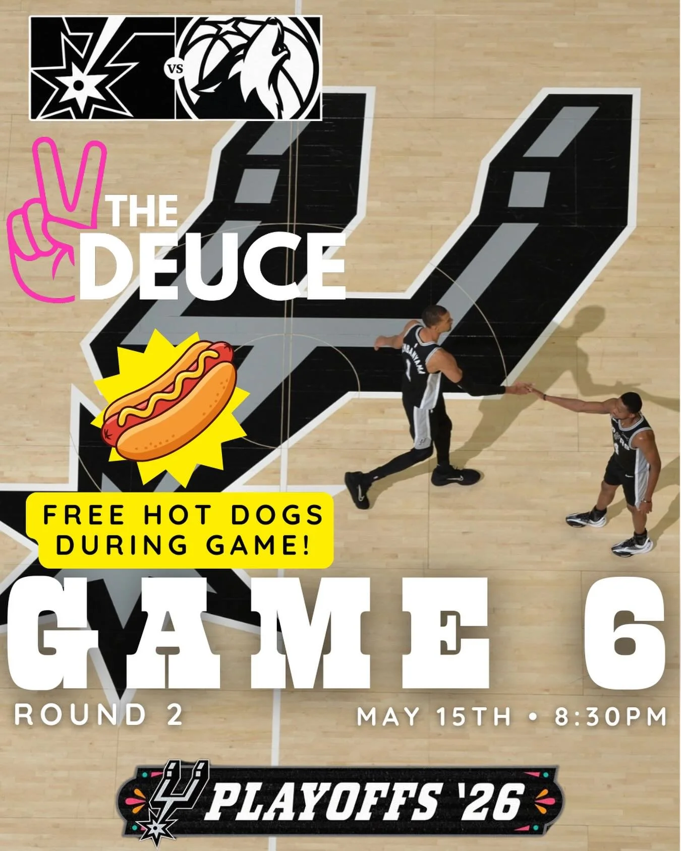 GAME 6 TONIGHT AT THE DEUCE 🖤🤍

The Spurs are battling to keep the playoff run alive and we&rsquo;re bringing the energy for a HUGE Game 6 tonight. 🔥🏀

Catch all the action with sound on, cold drinks flowing, and FREE HOT DOGS during the game. 🌭