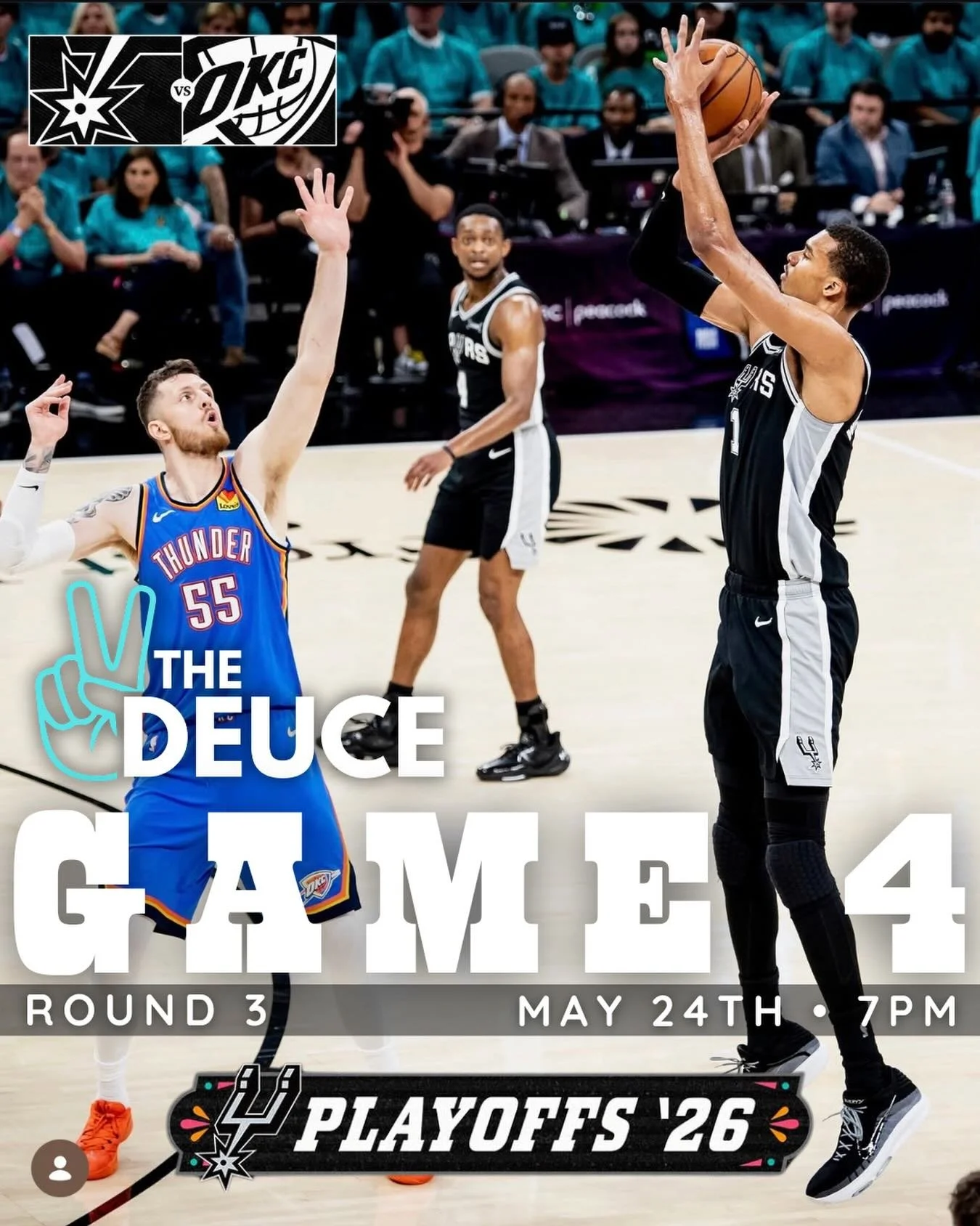 🏀 GAME 4 AT THE DEUCE TONIGHT 🏀

Spurs vs. OKC &bull; Round 3 &bull; 7PM

Catch all the action with us at The Deuce tonight 🍻
Cold drinks, good vibes, and the game on all the TVs all night long.

Round up the crew and come cheer on the Spurs with 