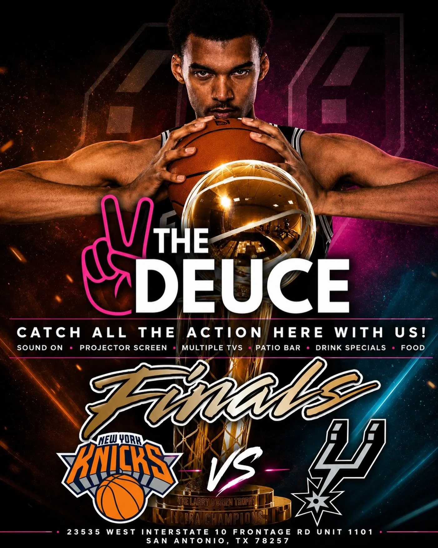 THE FINALS ARE HERE! 🏀🔥

Catch every game of the NBA Finals at The Deuce &mdash; your home for game-day drinks, patio vibes, and nonstop Spurs action!

Round up the crew, grab a bucket, and settle in for what should be an unforgettable series.

🍻 
