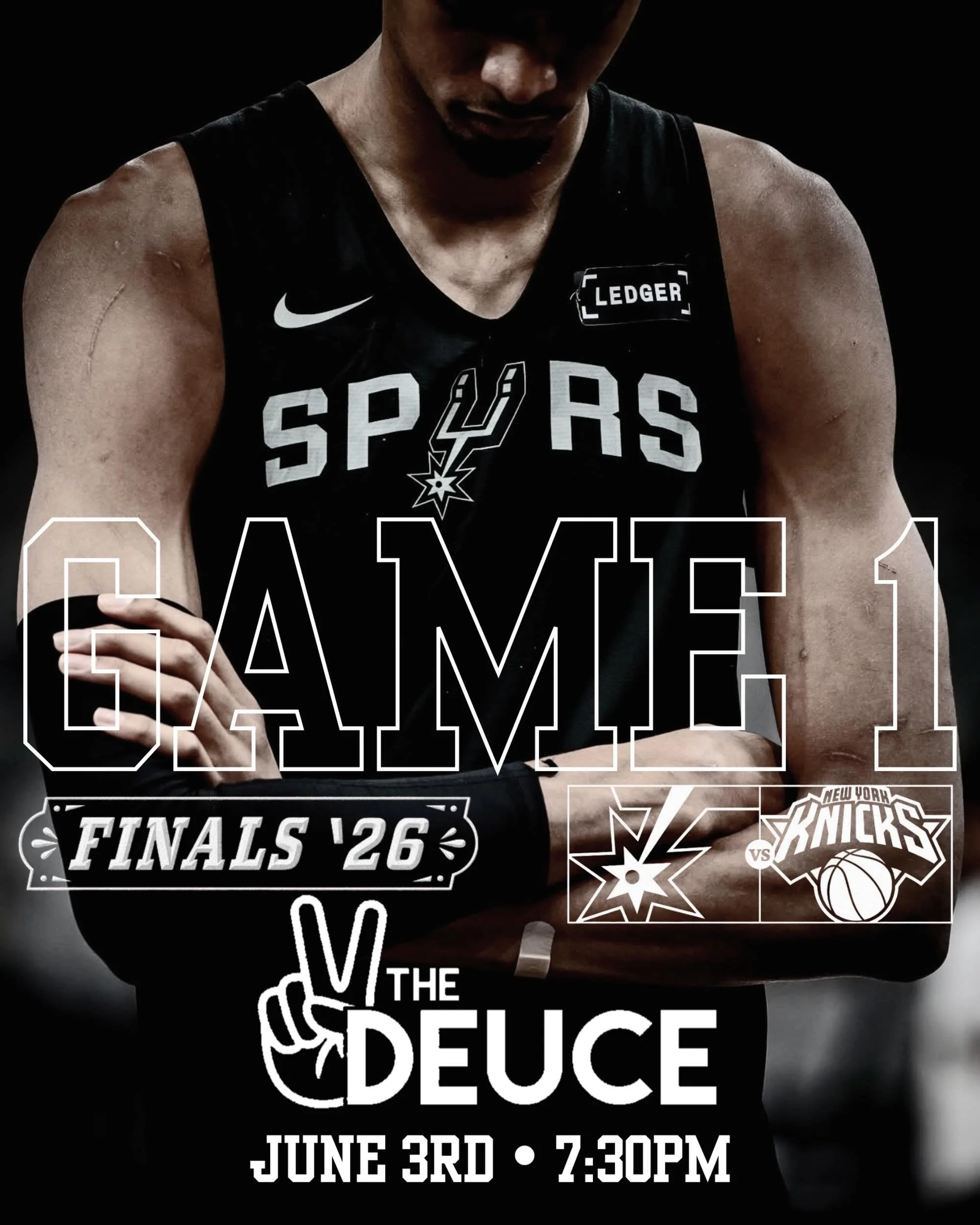 🏀 NBA FINALS GAME 1 TONIGHT! 🏀

The road to a championship starts tonight!

Join us at The Deuce as the Spurs take on the Knicks in Game 1 of the NBA Finals at 7:30 PM.

🍻 Ice-cold drinks
🔥 Great food
📺 Every big play on our TVs
🏀 Spurs Finals 