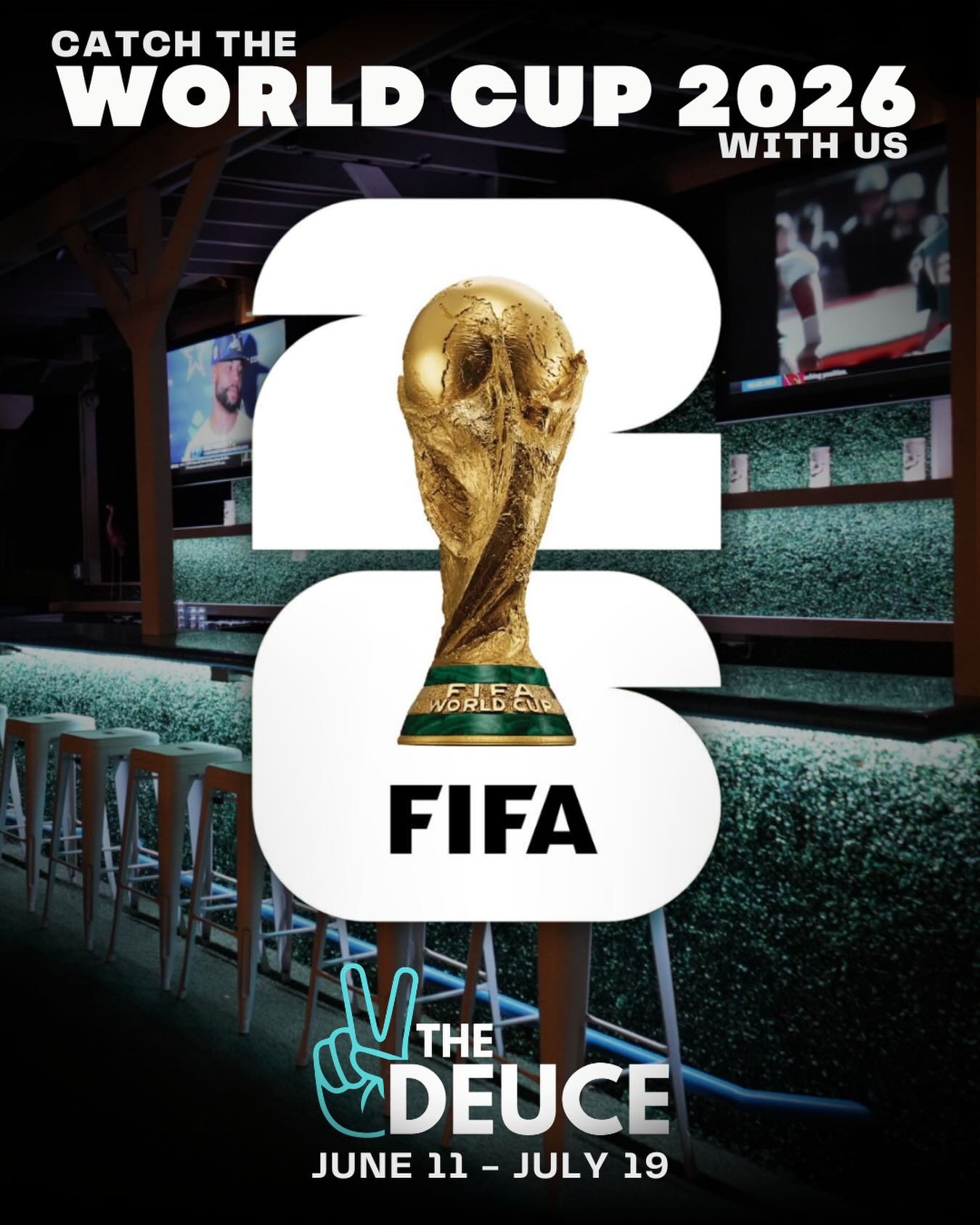 ⚽🏆 THE WORLD CUP IS HERE! 🏆⚽

The biggest tournament in the world kicks off this Thursday, and The Deuce is your destination for all the World Cup excitement!

Catch the action with cold drinks, great food, and fellow fans as the world&rsquo;s best