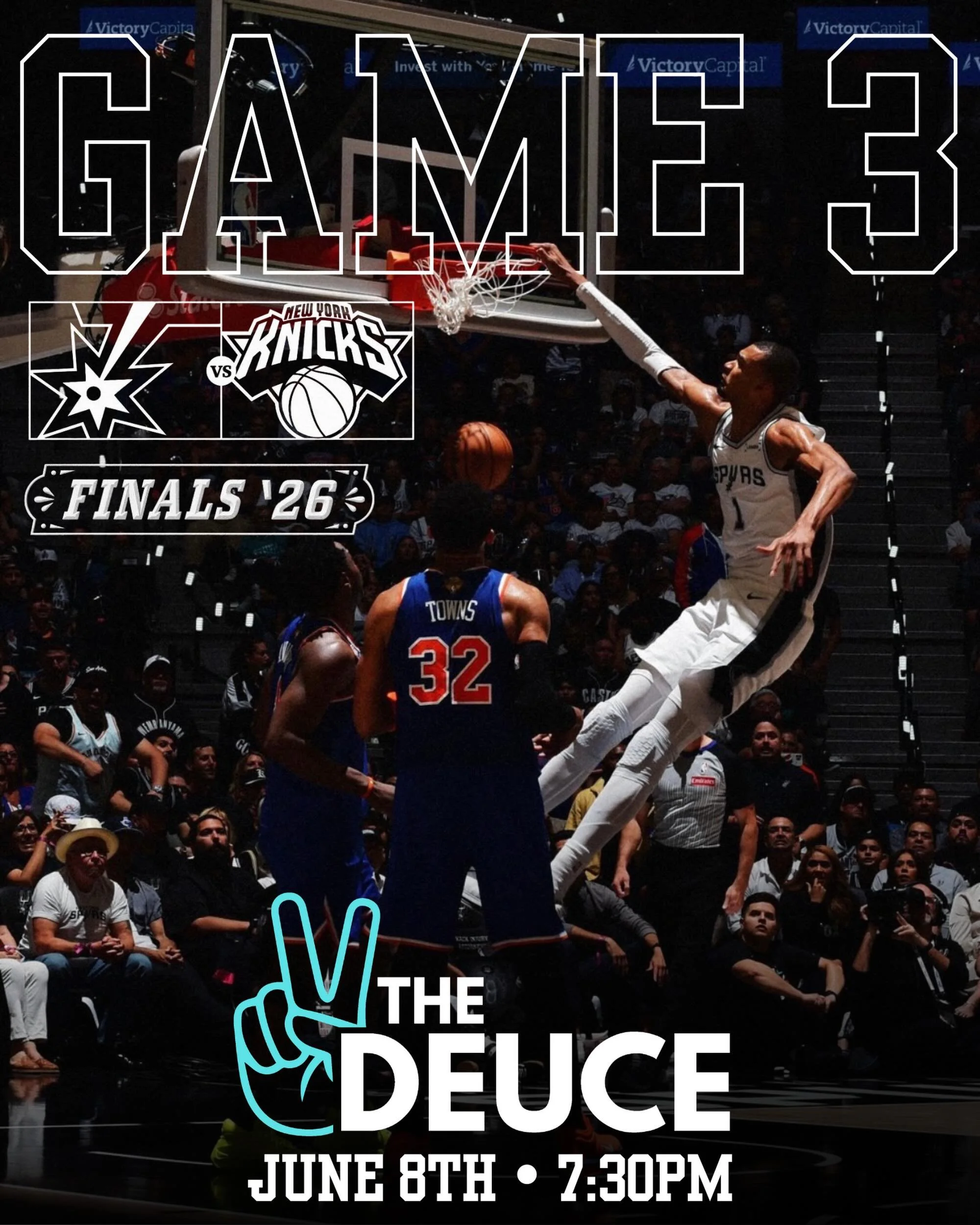 🏀✌🏼 FINALS GAME 3 TONIGHT AT THE DEUCE! ✌🏼🏀

The Spurs are back on the court tonight, and there&rsquo;s no better place to catch all the Finals action than The Deuce.

Ice-cold drinks, plenty of TVs, and all the game day energy you need to cheer 