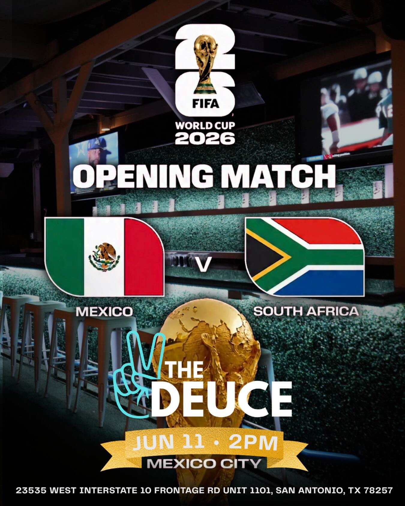 ⚽️ WORLD CUP MATCH DAY! ⚽️

The FIFA World Cup 2026 kicks off TODAY, and we&rsquo;re showing the Opening Match at The Deuce! 🇲🇽🇿🇦

Join us at 2PM as Mexico takes on South Africa and catch every minute of the action on our TVs. Cold drinks, great 
