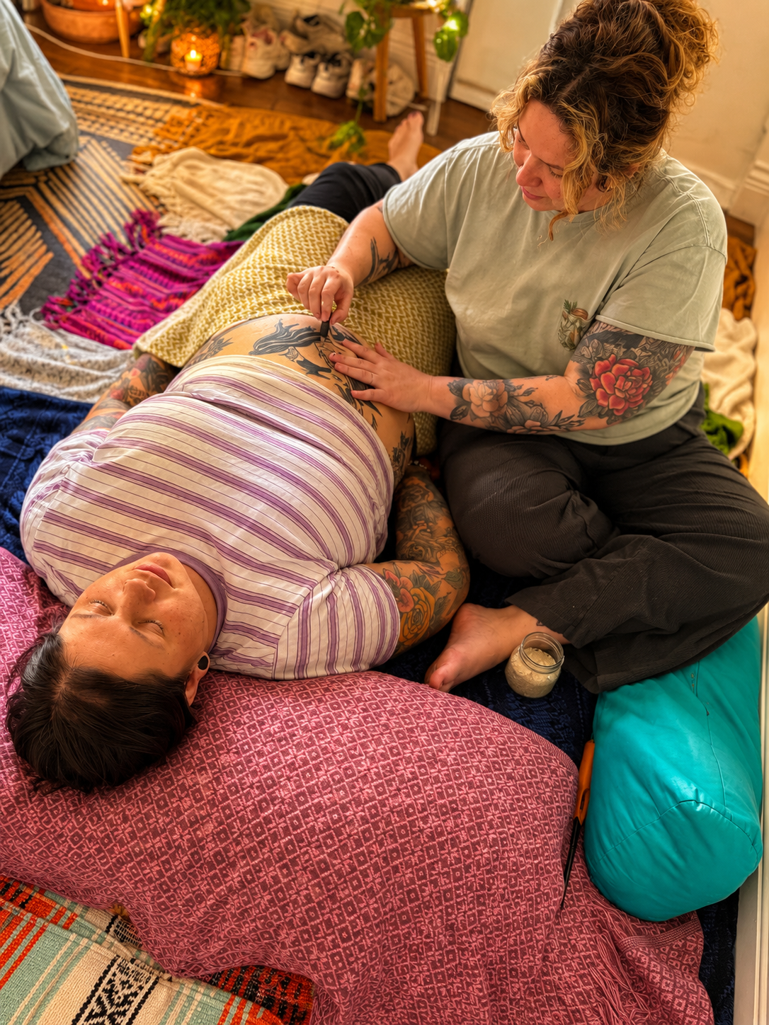 postpartum Mother warming. Moxa Stick