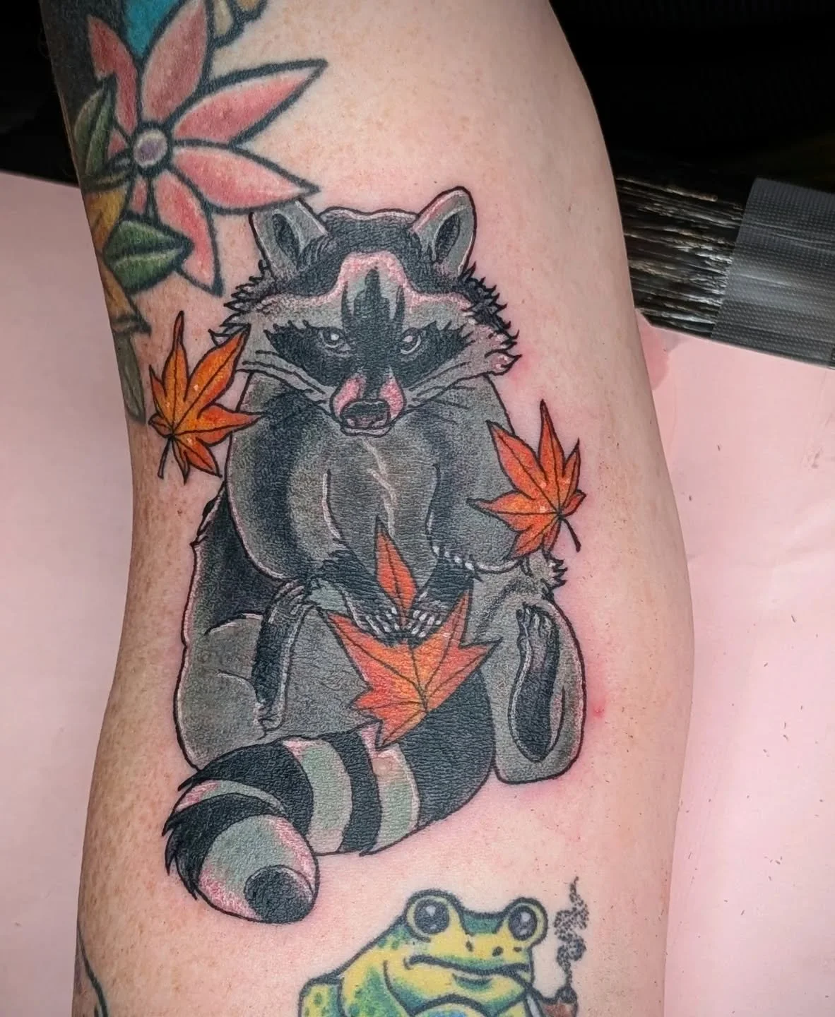 Sweet little baby raccoon for @jillasaurusrx  done by @arealjoytattoos It's always a pleasure and so much fun when Jill comes in!

#thankful #fallvibes #raccoon #thistleandoak #shelbyohio #tattoo #tattooinspo #queerartist #queerownedbusiness #ohiotat