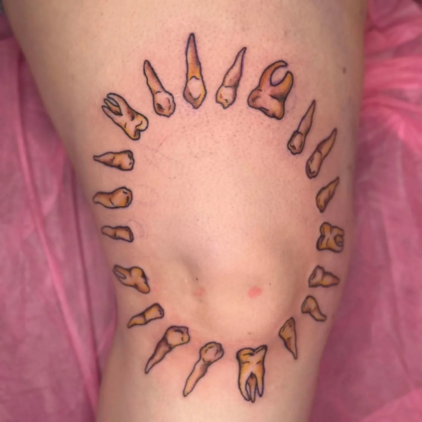 @shawneylylesart did this wicked teeth knee blaster. They are currently booking for June and July and would love to do more custom whimsy pieces. Send an inquiry today to book! ✨Link in bio for booking✨