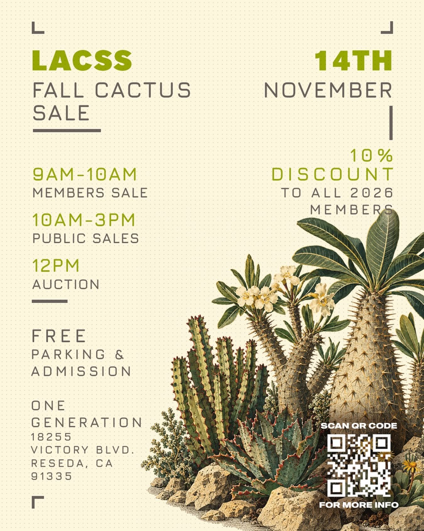 LACSS Fall Cactus Sale - November 14th, 2026 flyer