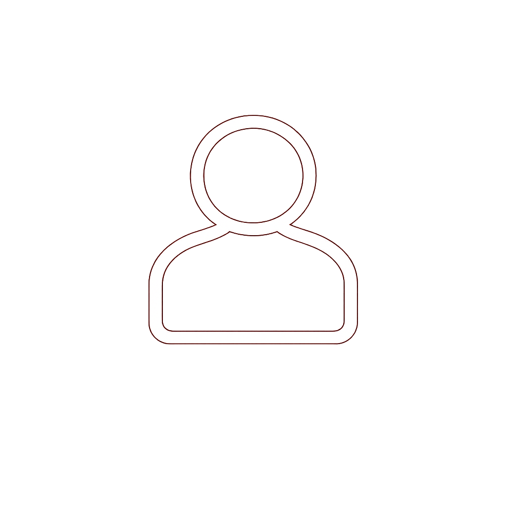 Icon of a person with a gear inside a circle above the head, representing user settings or profile management.