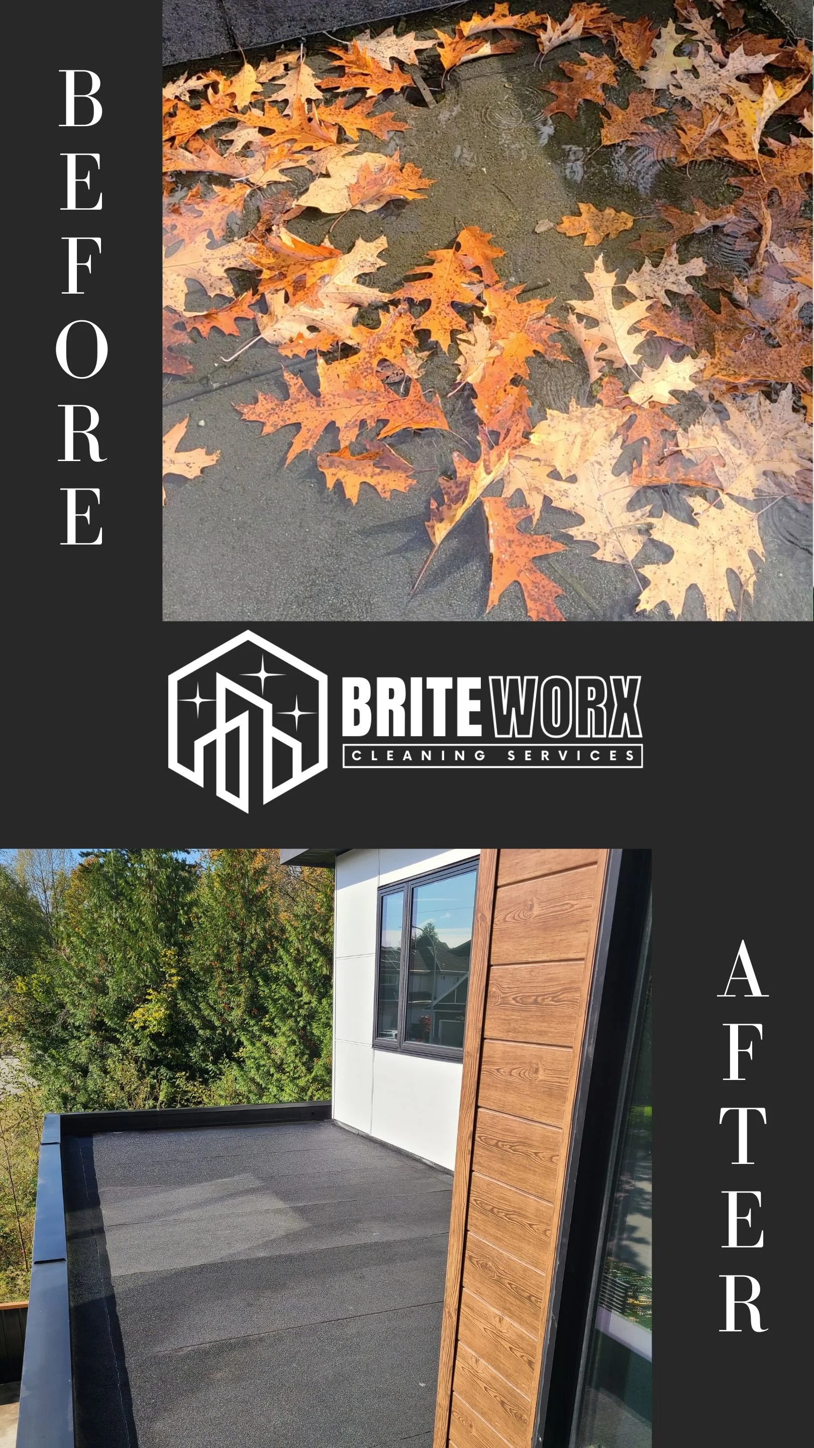 Gutter cleaning before/after 2