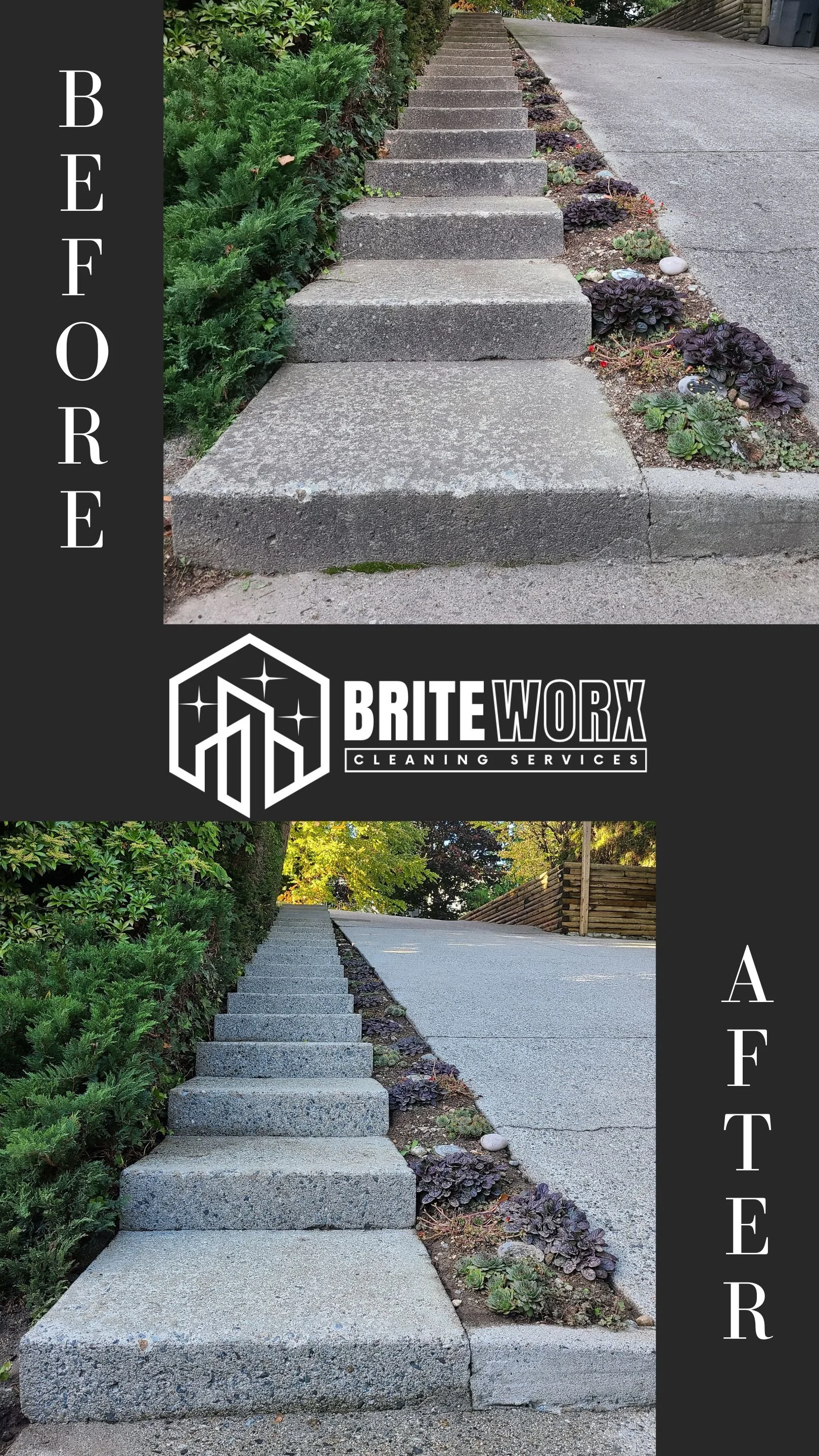 Driveway stairs before/after