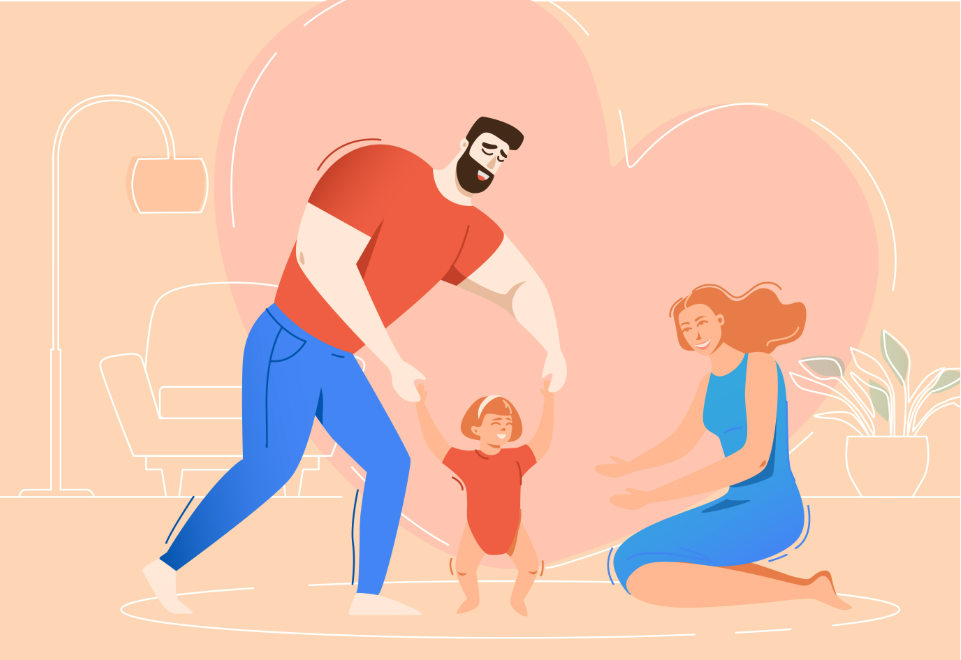mother & father teaching daughter to walk.png