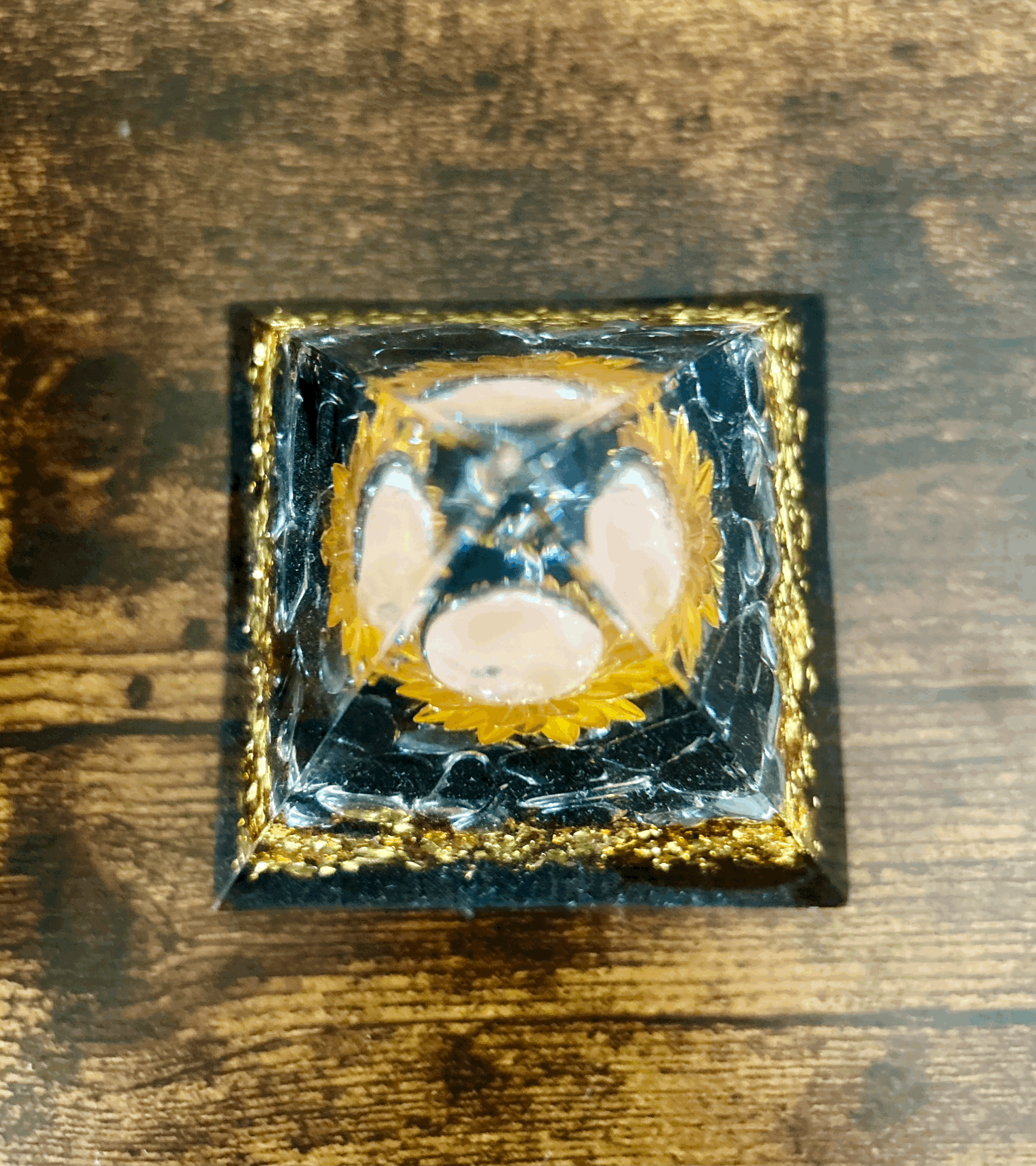 Rose Quartz Orgonite Meditation Pyramid with Obsidian