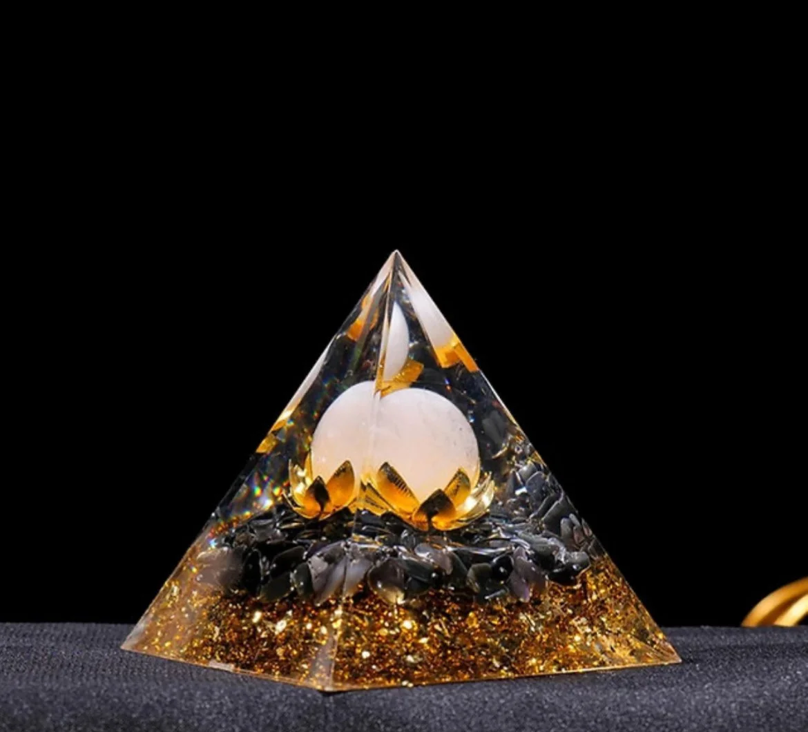 Rose Quartz Orgonite Meditation Pyramid with Obsidian